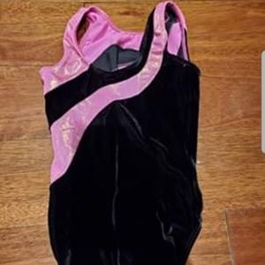GK Black and pink velvet gymnastics leo